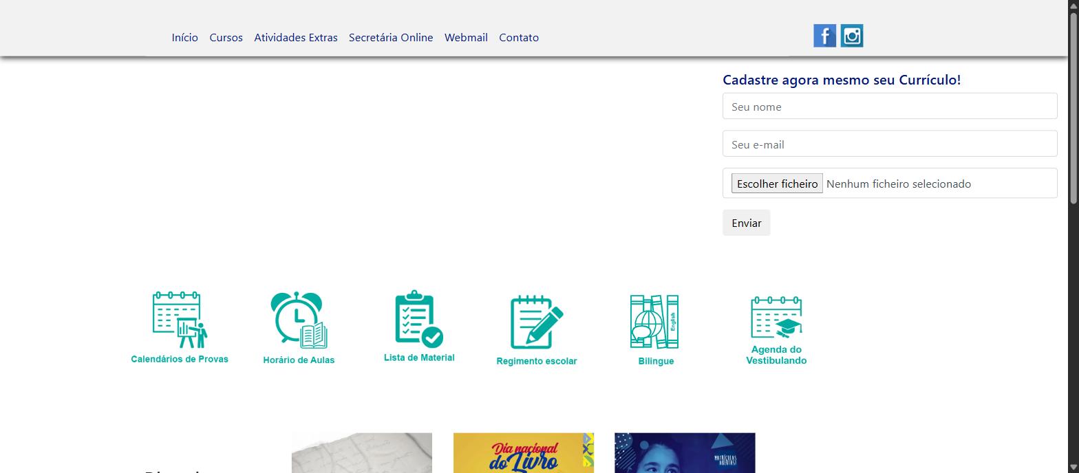 Captura da página inicial de objetivopinda.com.br